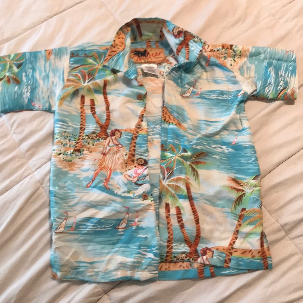 KIDS - Button Down Hula Girl Beach Shirt